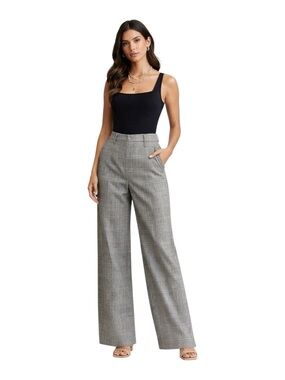 Jason Wu Plaid Wide Leg Trousers High Rise Gray Size 6 Tailored Chic Work Office